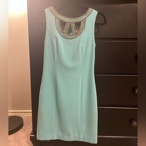 Lily Pulitzer 00 Turquoise Dress with Good Beaded Neckline